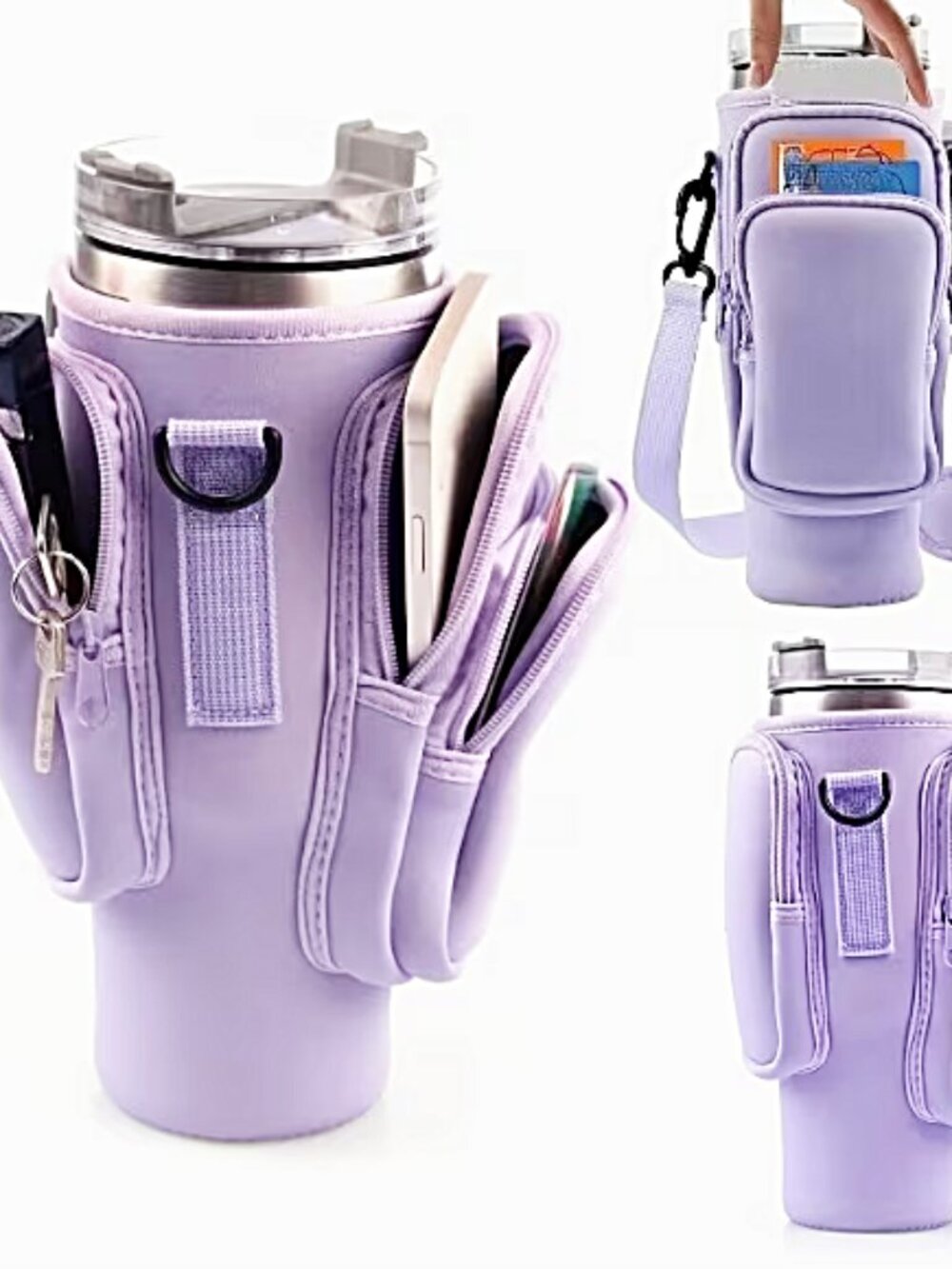 Water Tumbler + Phone Carrier Bag  Purple  NEW